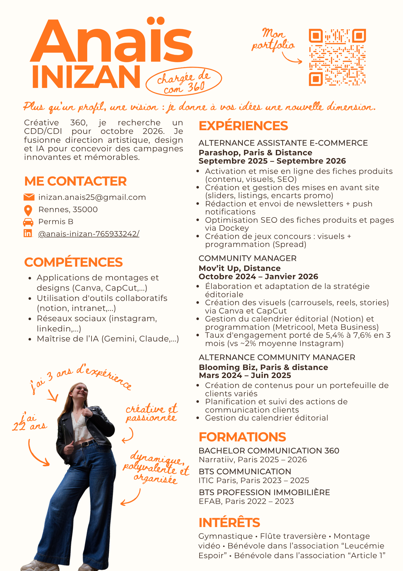 CV — Anaïs INIZAN, Chargée de Communication 360
