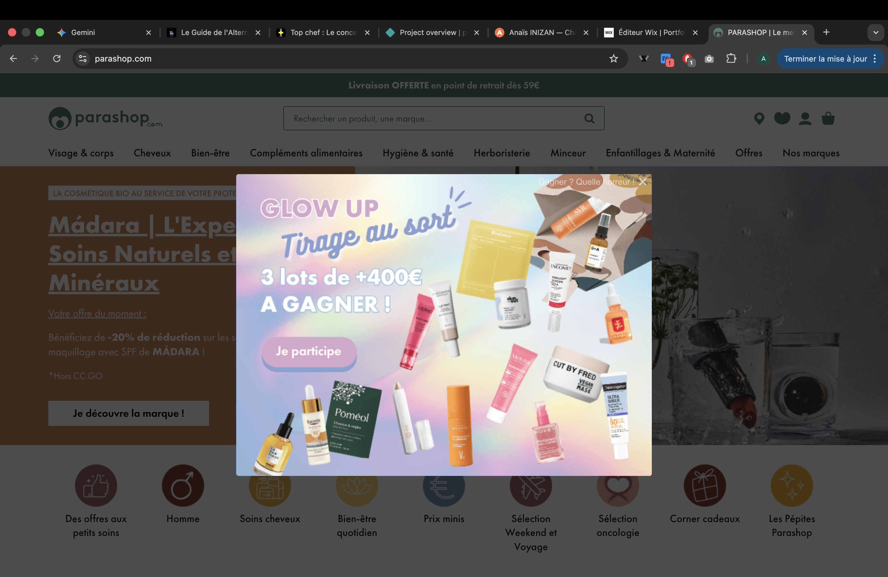 Widget jeu concours Parashop